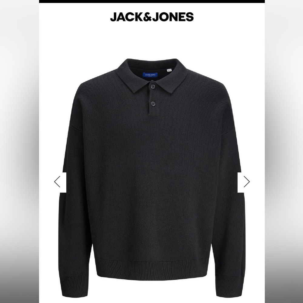 Jack & Jones Black Knit Polo